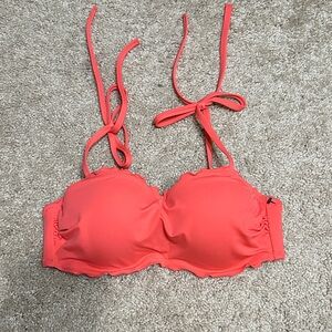 Shade & Shore Coral Tie Strap Underwire Bikini Top